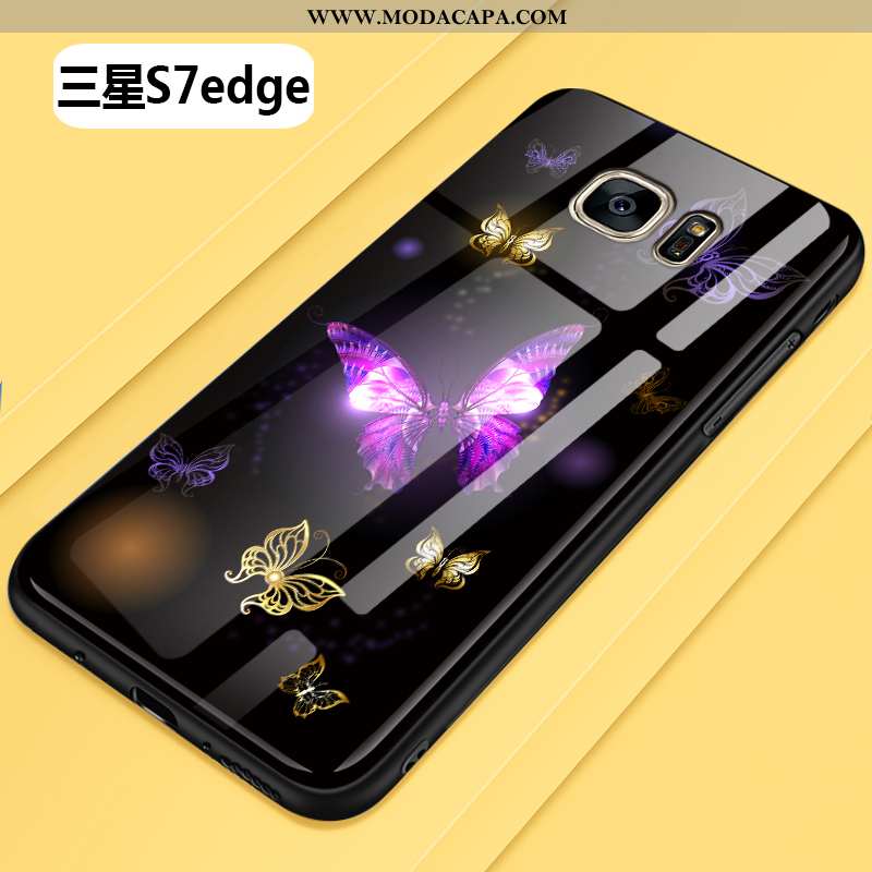 Capas Samsung Galaxy S7 Edge Vidro Cases Telemóvel Preto Personalizado Criativas Baratos