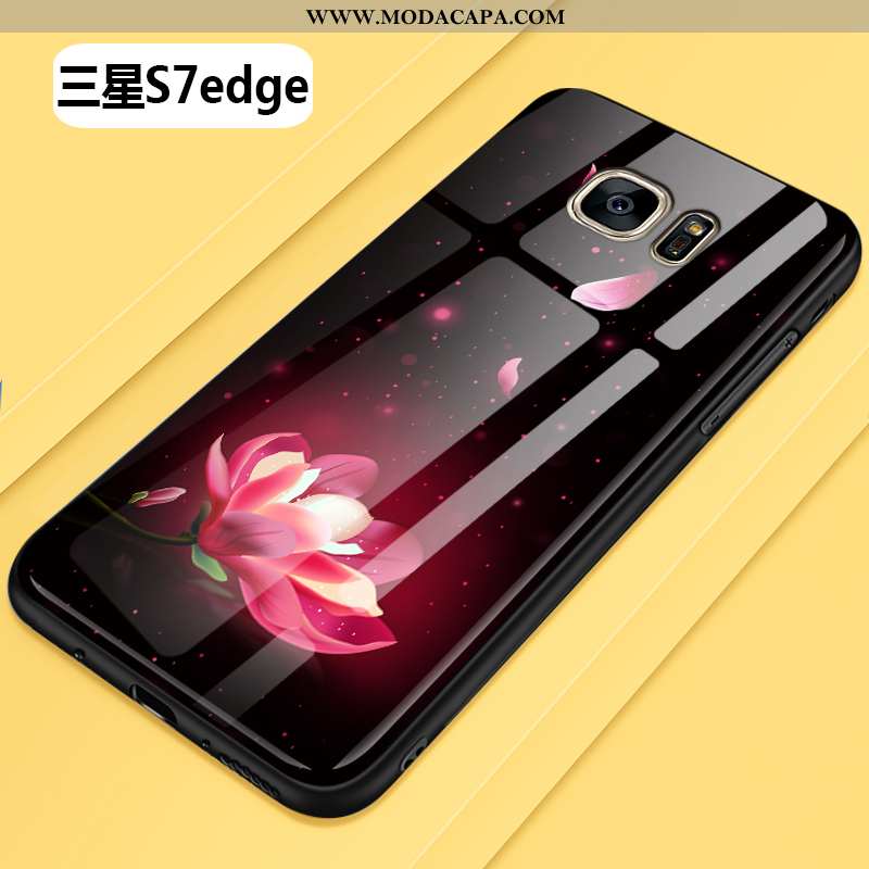 Capas Samsung Galaxy S7 Edge Vidro Cases Telemóvel Preto Personalizado Criativas Baratos