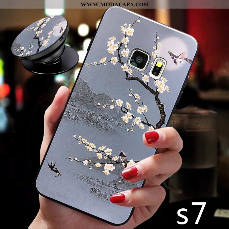 Capa Samsung Galaxy S7 Slim Capas Fosco Soft Silicone Cinza Antiqueda Venda