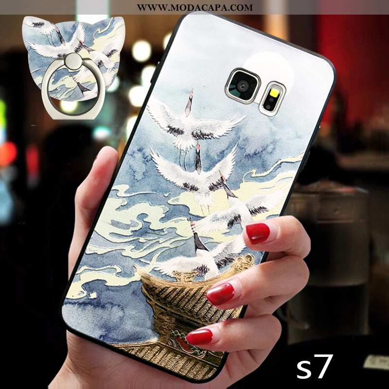 Capas Samsung Galaxy S7 Personalizado Azul Antiqueda Fosco Tendencia Protetoras Soft Comprar