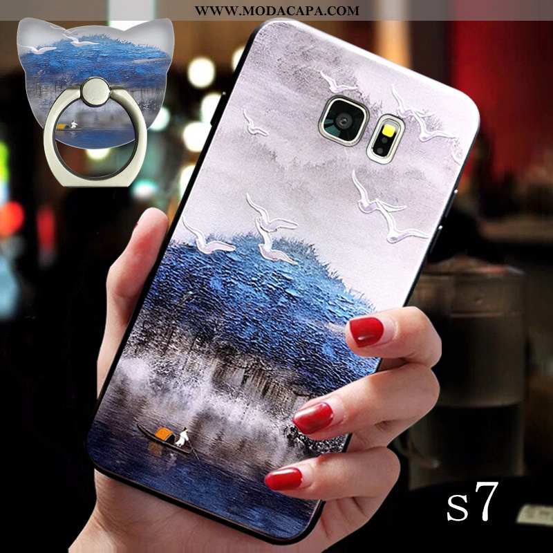 Capas Samsung Galaxy S7 Cordao Azul Slim Tendencia Soft Midi Suporte Baratas