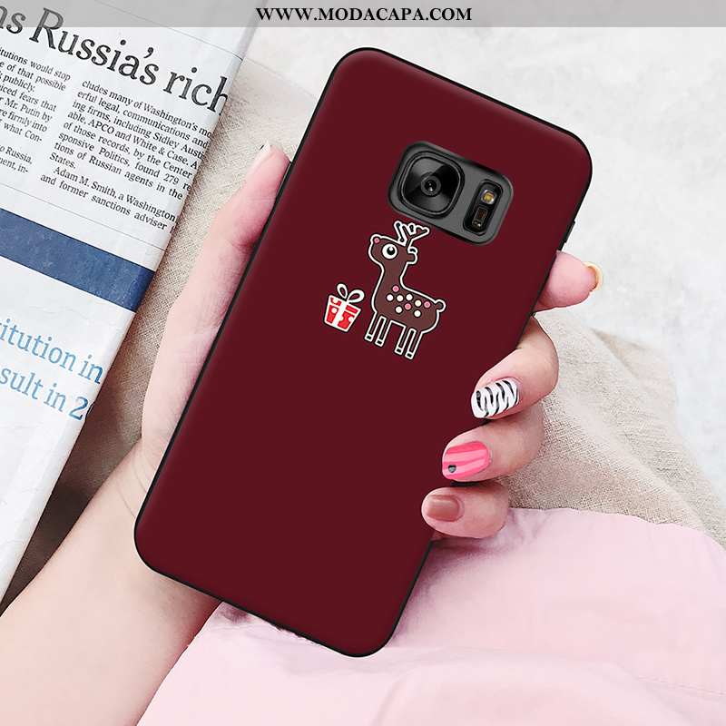 Capa Samsung Galaxy S7 Criativas Soft Telemóvel Capas Cor De Vinho Personalizada Desenho Animado Com