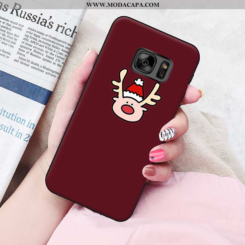 Capa Samsung Galaxy S7 Criativas Soft Telemóvel Capas Cor De Vinho Personalizada Desenho Animado Com