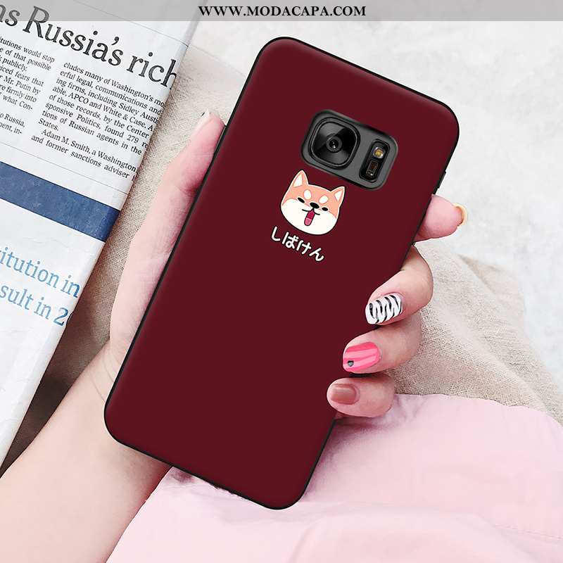 Capa Samsung Galaxy S7 Criativas Soft Telemóvel Capas Cor De Vinho Personalizada Desenho Animado Com