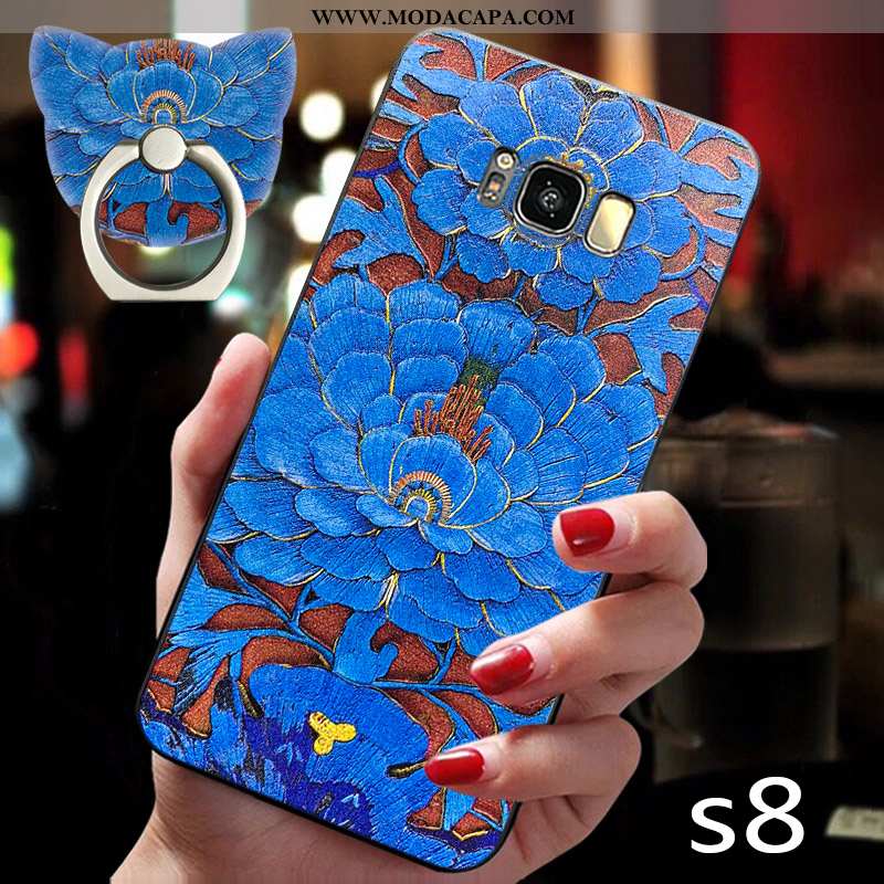 Capa Samsung Galaxy S8 Soft Slim Nova Criativas Azul Silicone Fosco Baratas