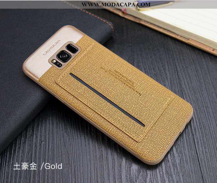 Capa Samsung Galaxy S8 Couro Completa Telemóvel Antiqueda Capas Cases Amarelo Baratas