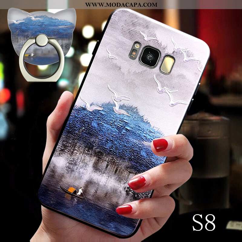 Capas Samsung Galaxy S8 Silicone Tampa Suporte Cordao Azul Soft Antiqueda Baratos