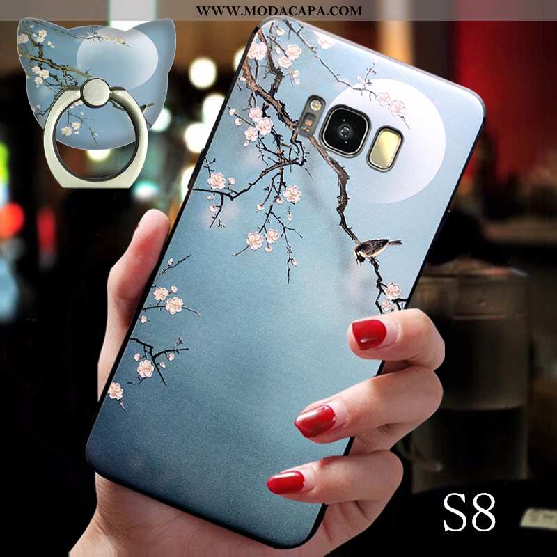 Capas Samsung Galaxy S8 Silicone Tampa Suporte Cordao Azul Soft Antiqueda Baratos