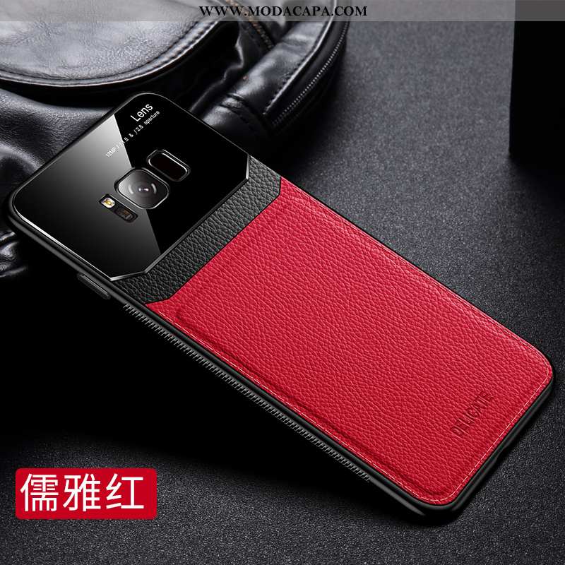 Capa Samsung Galaxy S8 Tendencia Vermelho Negócio Tecido Resistente Couro Genuíno De Grau Comprar