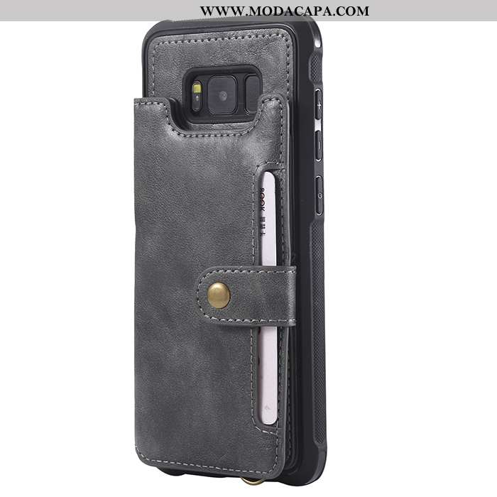 Capa Samsung Galaxy S8 Cordao Capas Preto Couro Carteira Telemóvel Cases Barato