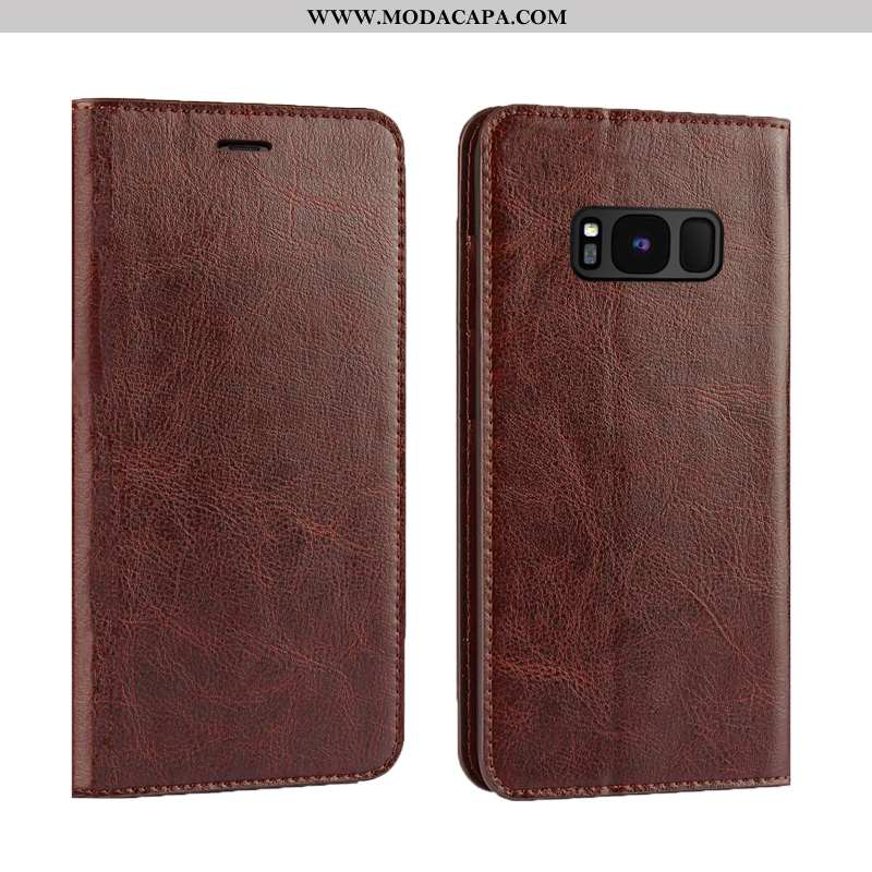 Capas Samsung Galaxy S8+ Couro Negócio Minimalista Dourada Nova Cover Barato