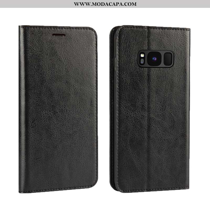 Capas Samsung Galaxy S8+ Couro Negócio Minimalista Dourada Nova Cover Barato