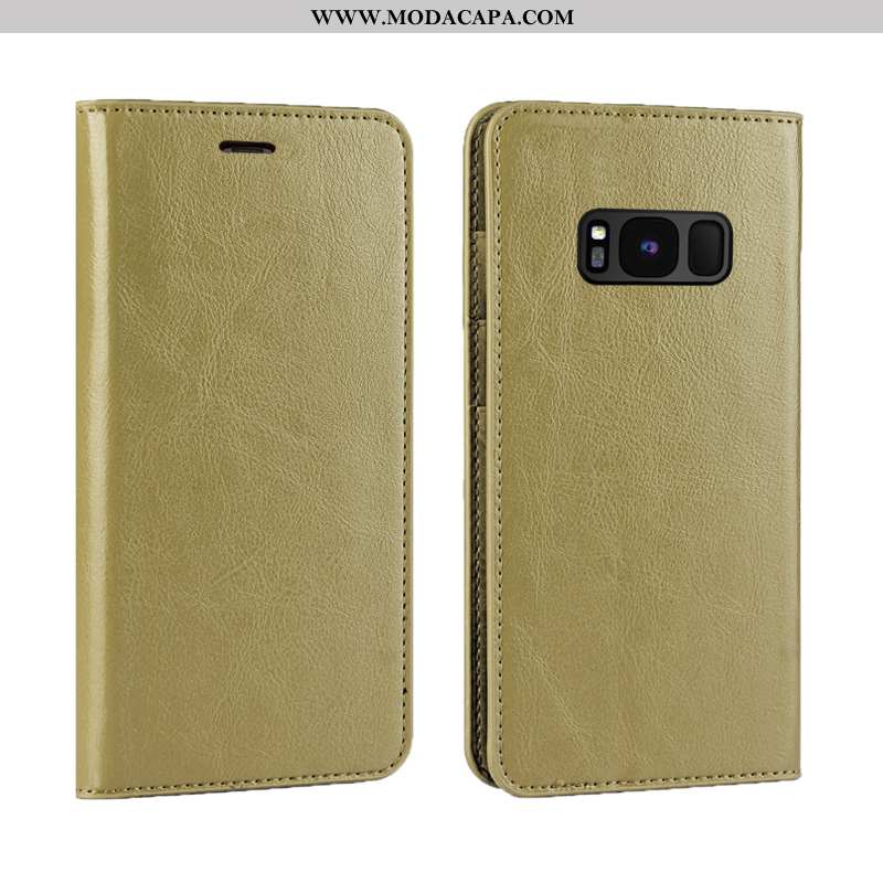 Capas Samsung Galaxy S8+ Couro Negócio Minimalista Dourada Nova Cover Barato