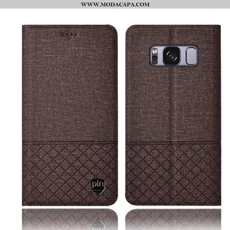 Capa Samsung Galaxy S8+ Linho Couro Telemóvel Rosa Cases Capas Antiqueda Baratas