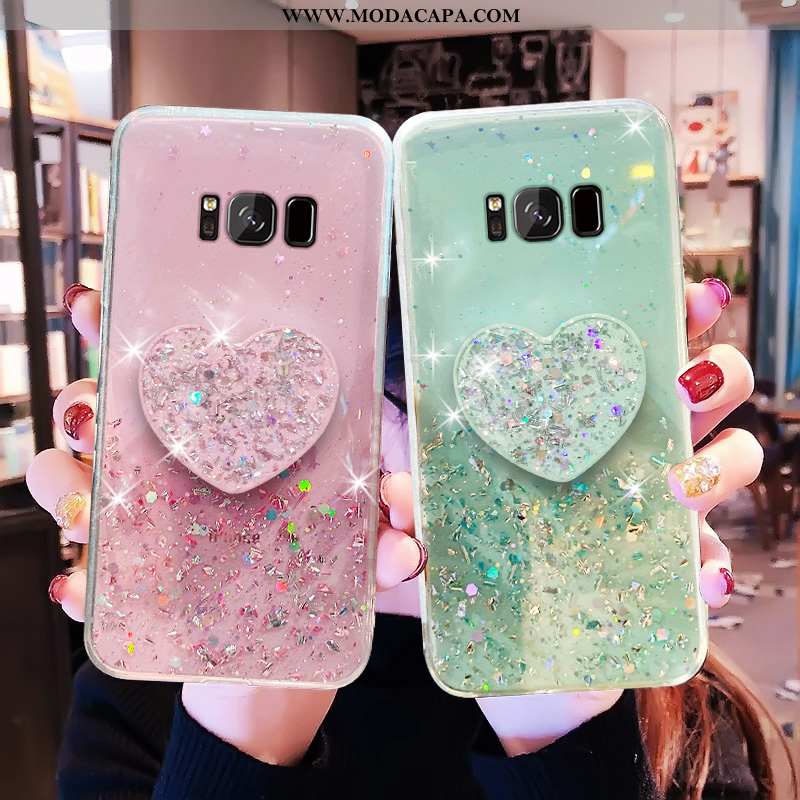 Capa Samsung Galaxy S8+ Criativas Tendencia Coração Protetoras Antiqueda Cola Verde Online