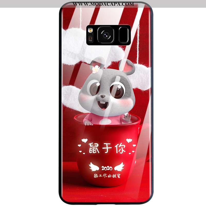 Capas Samsung Galaxy S8+ Silicone Protetoras Vidro Telemóvel Cases Vermelho Completa Barato