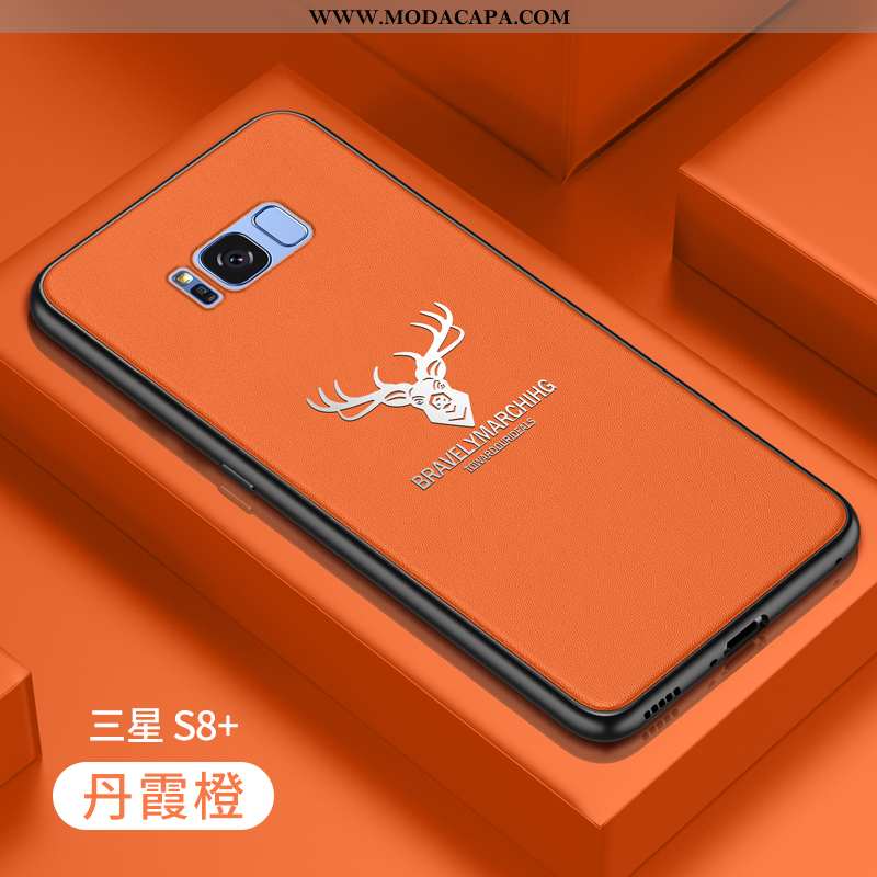 Capa Samsung Galaxy S8+ Protetoras Laranja Personalizado Tendencia Antiqueda Criativas Couro Baratos