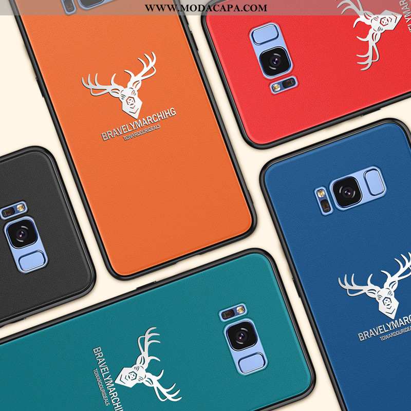 Capa Samsung Galaxy S8+ Protetoras Laranja Personalizado Tendencia Antiqueda Criativas Couro Baratos