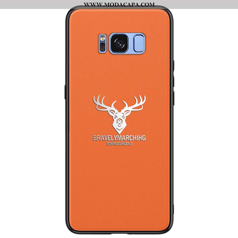 Capa Samsung Galaxy S8+ Protetoras Laranja Personalizado Tendencia Antiqueda Criativas Couro Baratos