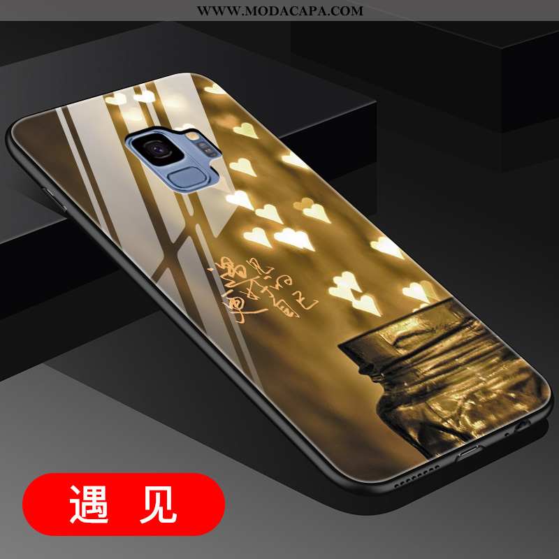 Capa Samsung Galaxy S9 Personalizada Telemóvel Frente Dourada Completa Resistente Vidro Online