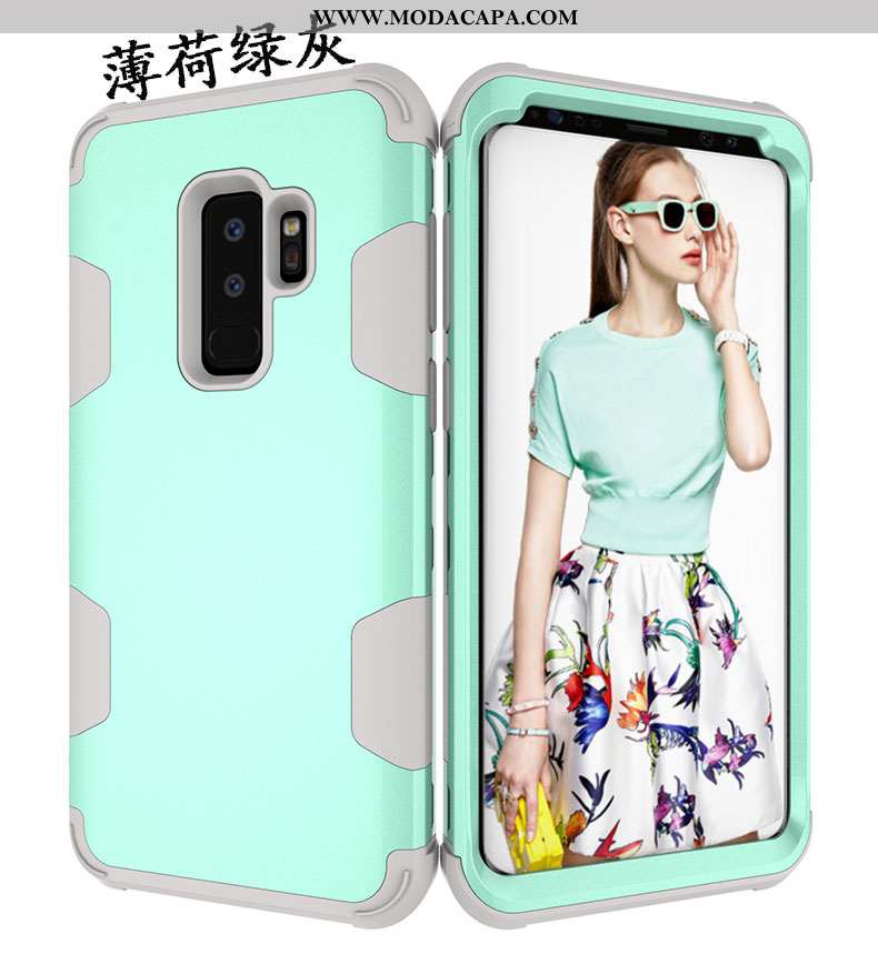 Capa Samsung Galaxy S9+ Personalizada Soft Antiqueda Verde Silicone Telemóvel Malha Barato