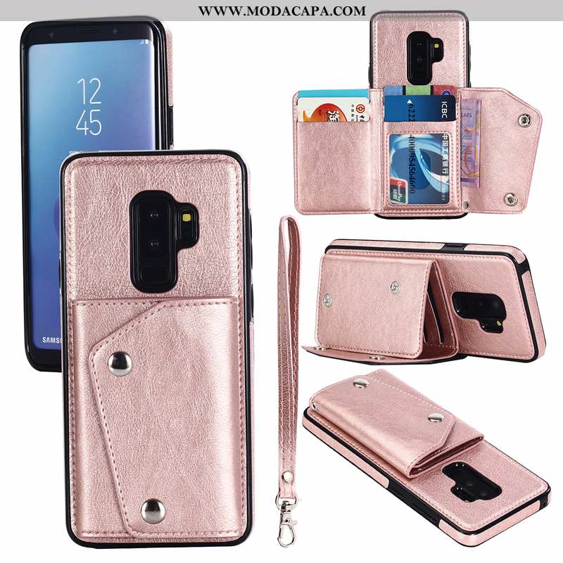 Capas Samsung Galaxy S9+ Couro Cases Nova Conjunto Telemóvel Rosa Barato