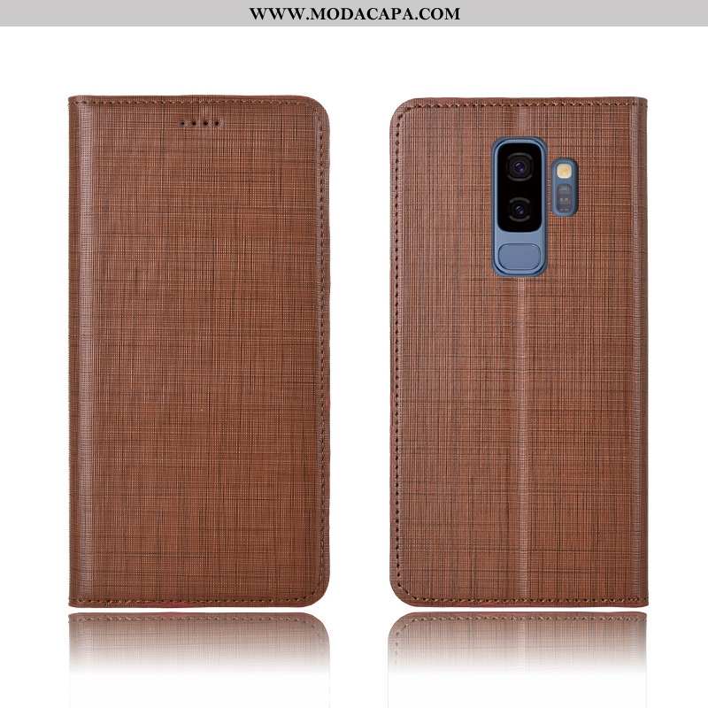 Capas Samsung Galaxy S9+ Couro Legitimo Telemóvel Cover Protetoras Dupla Cases Barato