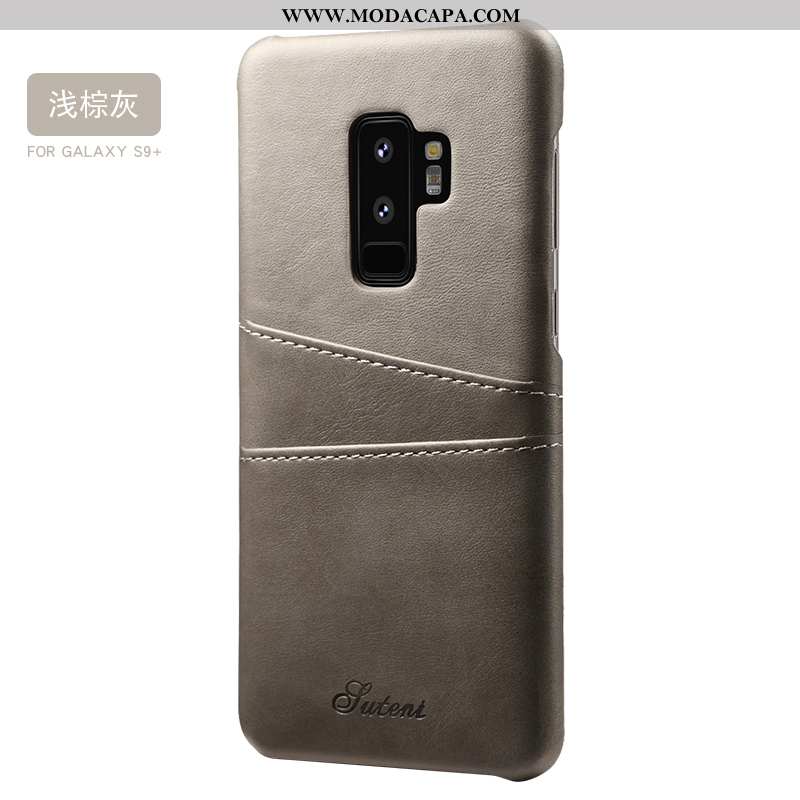 Capas Samsung Galaxy S9+ Couro Super Antiqueda Personalizada Protetoras Cinza Soft Baratas