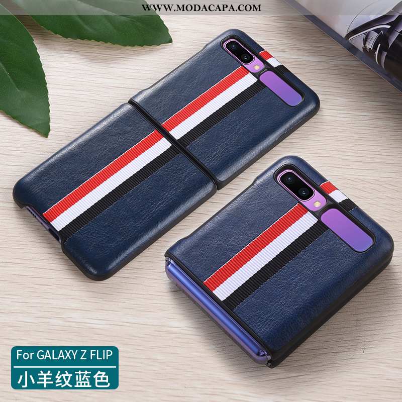 Capa Samsung Z Flip Protetoras Preto Capas Dobravel Telemóvel Couro Genuíno Antiqueda Venda