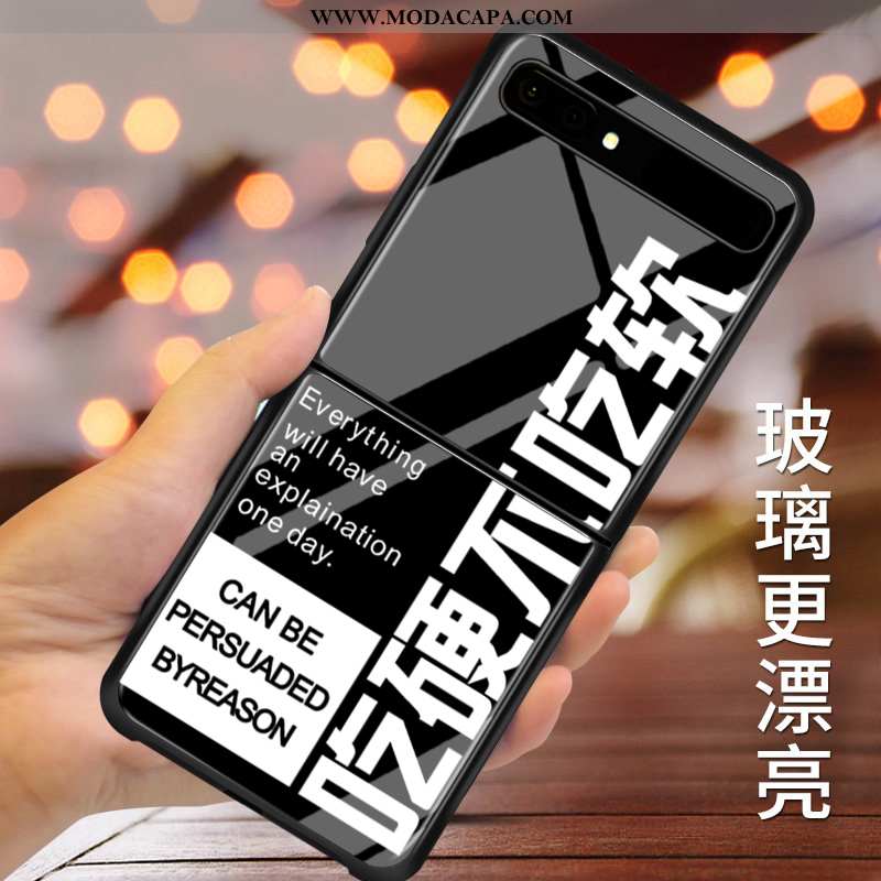 Capas Samsung Z Flip Vidro Telemóvel Protetoras Antiqueda Preto Novas Promoção