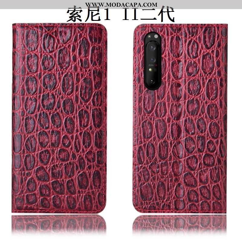 Capas Sony Xperia 1 Ii Couro Legitimo Telemóvel Antiqueda Cases Pedras Cover Baratas