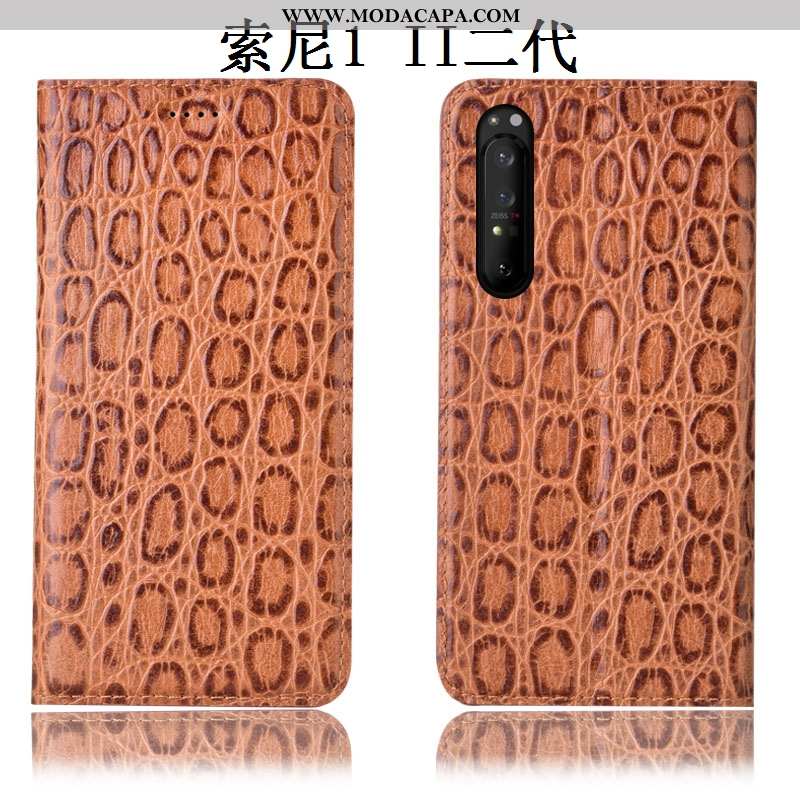 Capas Sony Xperia 1 Ii Couro Legitimo Telemóvel Antiqueda Cases Pedras Cover Baratas