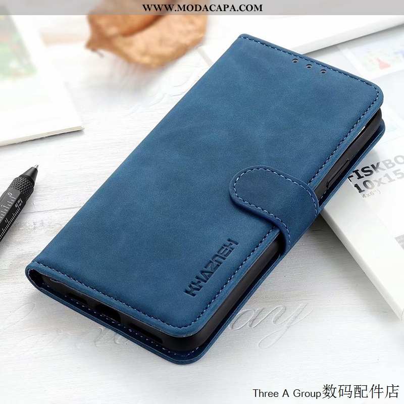 Capas Sony Xperia 1 Ii Couro Fosco Azul Vintage Cover Telemóvel Cases Barato