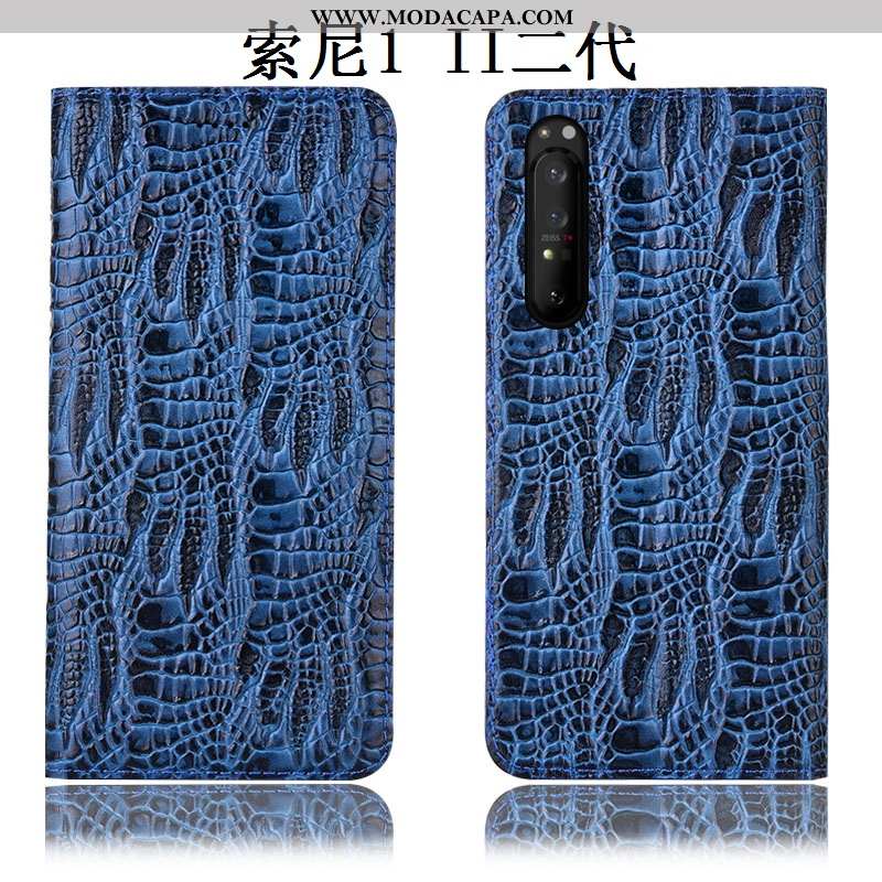 Capa Sony Xperia 1 Ii Protetoras Capas Crocs Cases Antiqueda Couro Genuíno Preto Baratas