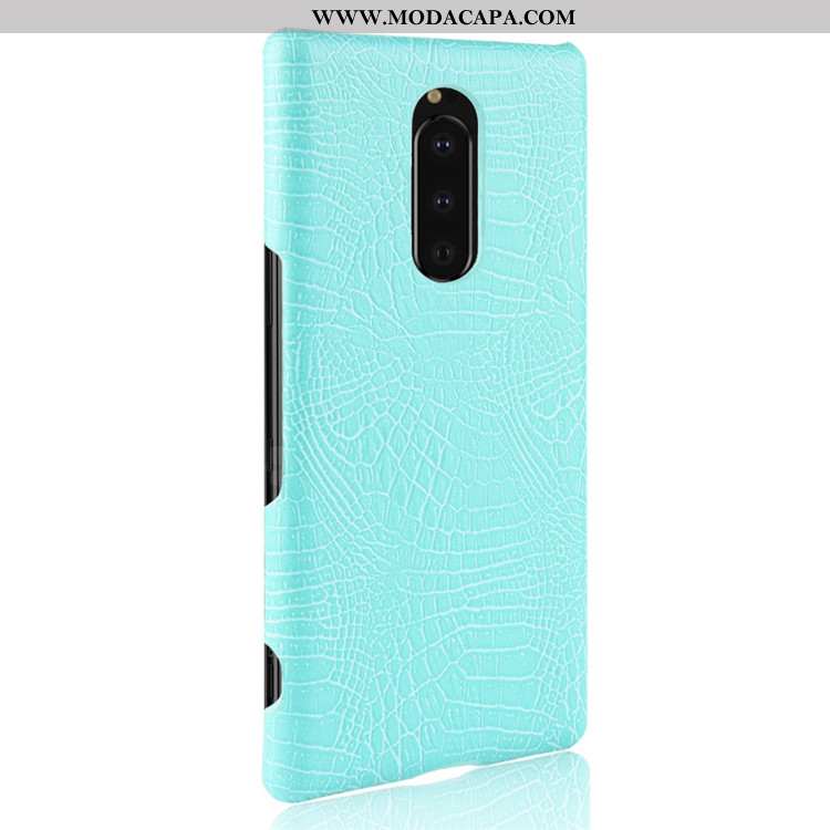 Capas Sony Xperia 1 Tendencia Telemóvel Cases Couro Crocs Azul Escuro Venda