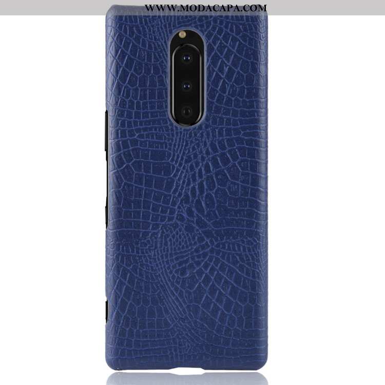 Capas Sony Xperia 1 Tendencia Telemóvel Cases Couro Crocs Azul Escuro Venda