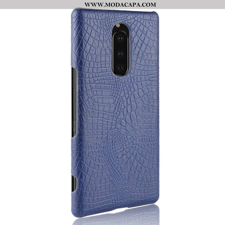 Capas Sony Xperia 1 Tendencia Telemóvel Cases Couro Crocs Azul Escuro Venda