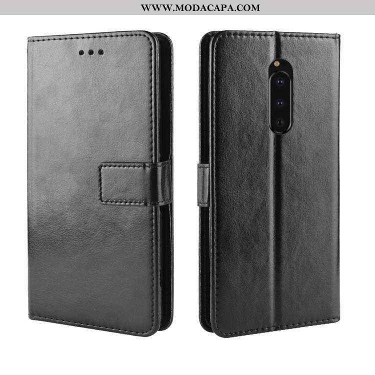 Capas Sony Xperia 1 Soft Carteira Protetoras Cases Telemóvel Preto Cover Baratos