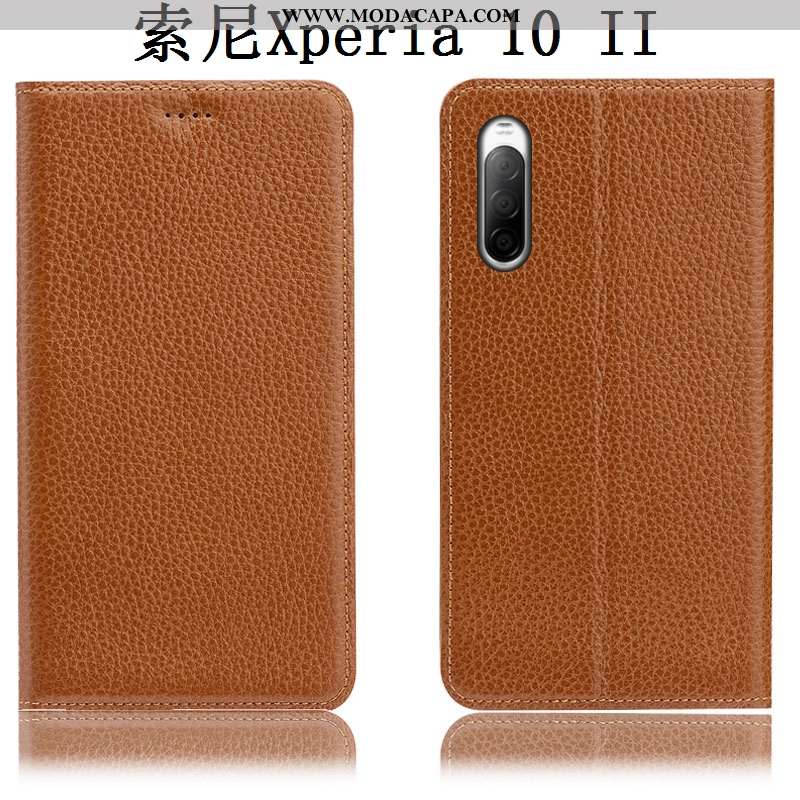 Capa Sony Xperia 10 Ii Couro Legitimo Preto Capas Protetoras Cover Telemóvel Cases Comprar