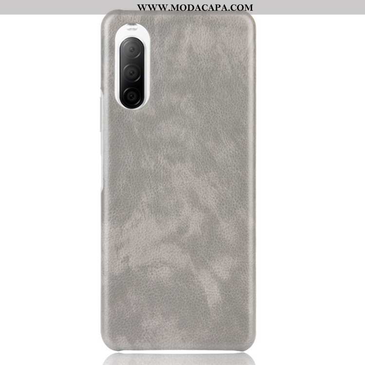 Capas Sony Xperia 10 Ii Couro Antiqueda Personalizado Telemóvel Cinza Couro Comprar