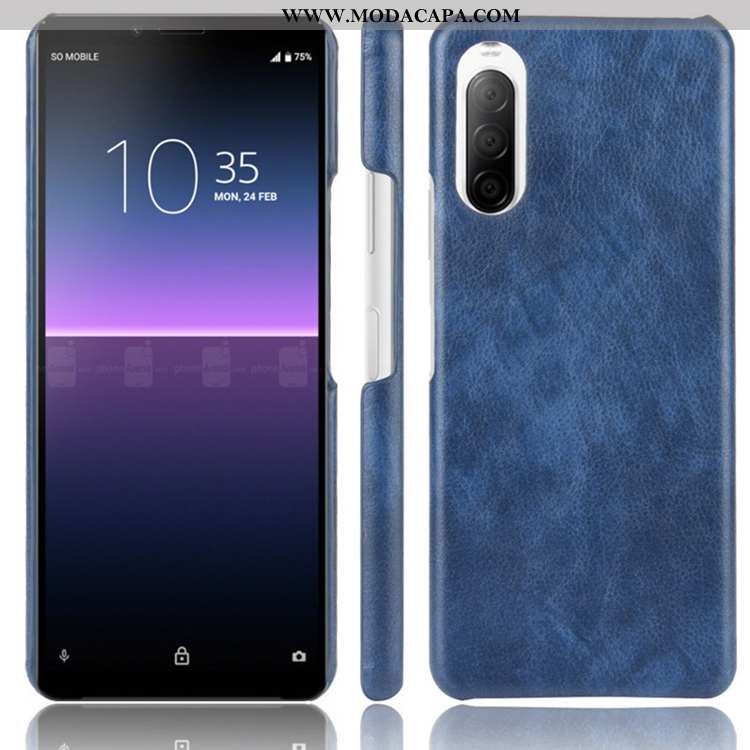 Capas Sony Xperia 10 Ii Couro Antiqueda Personalizado Telemóvel Cinza Couro Comprar