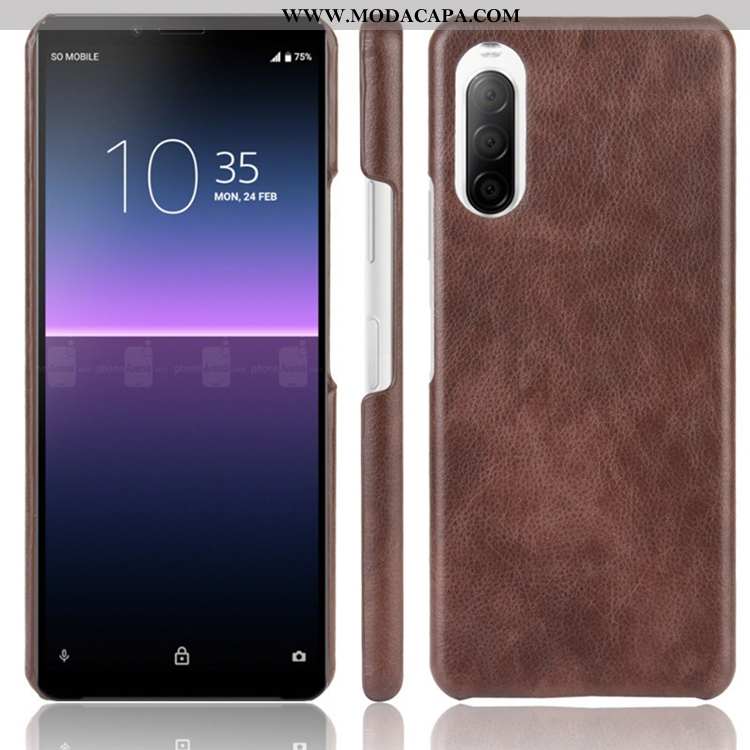 Capas Sony Xperia 10 Ii Couro Antiqueda Personalizado Telemóvel Cinza Couro Comprar