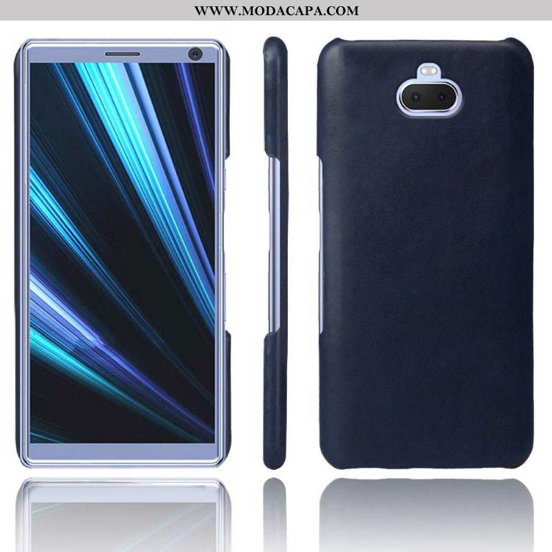 Capa Sony Xperia 10 Plus Protetoras Capas Azul Escuro Couro Telemóvel Fosco Cases Baratos