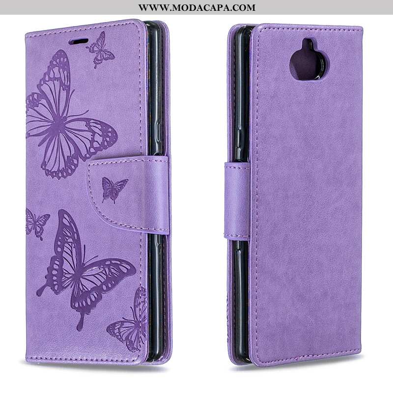 Capas Sony Xperia 10 Protetoras Cordao Cases Cover Roxa Borboleta Lisas Baratos