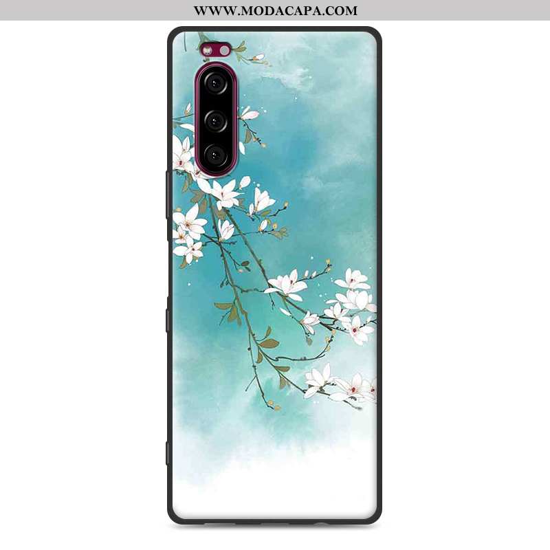 Capas Sony Xperia 5 Personalizada Novas Florais Soft Cases Azul Baratas