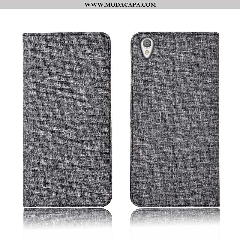 Capas Sony Xperia L1 Linho Completa Cinza Nova Cases Cover Couro Online