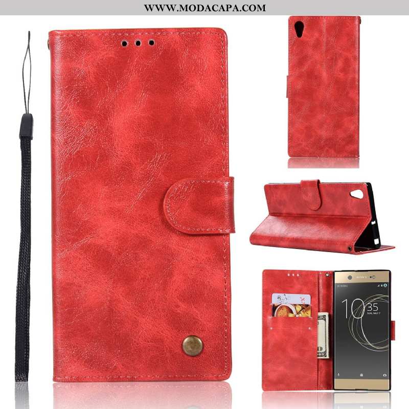 Capas Sony Xperia Xa1 Plus Couro Vermelho Telemóvel Completa Protetoras Cases Barato