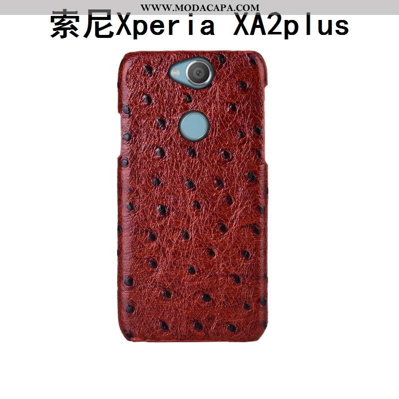 Capa Sony Xperia Xa2 Plus Couro Telemóvel Traseira Protetoras Luxo Legitimo Antiqueda Marrom Promoçã