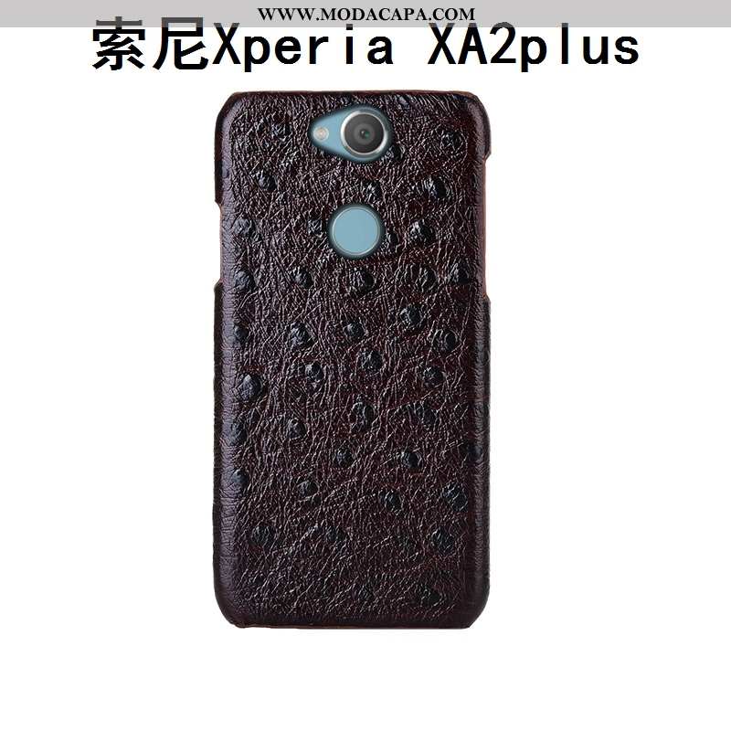 Capa Sony Xperia Xa2 Plus Couro Telemóvel Traseira Protetoras Luxo Legitimo Antiqueda Marrom Promoçã
