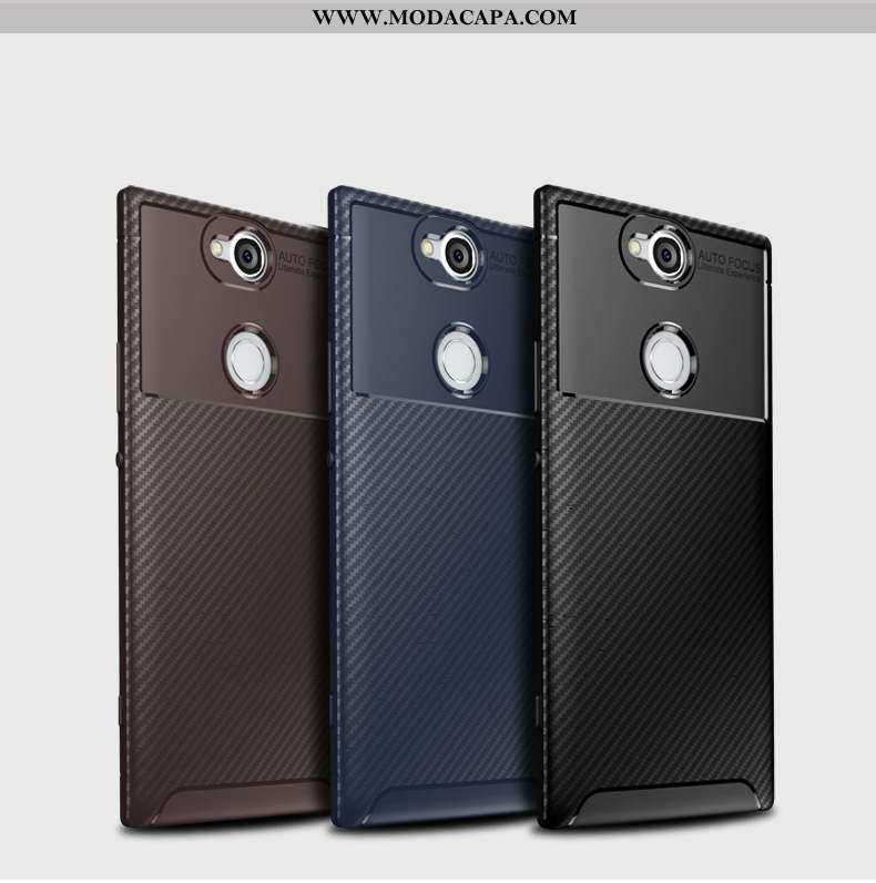 Capas Sony Xperia Xa2 Plus Silicone Antiqueda Fibra Preto Cases Telemóvel Venda